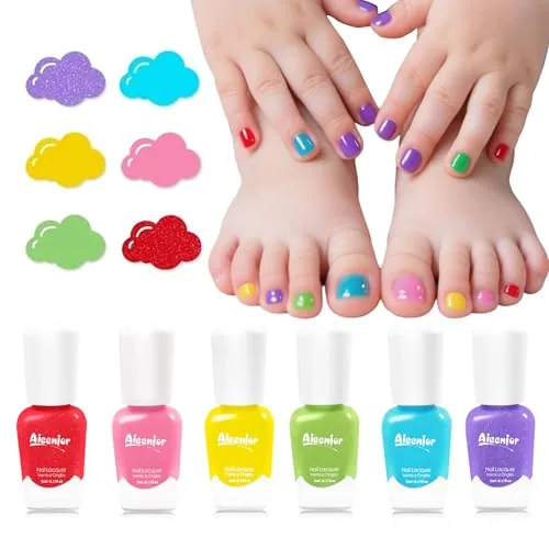 Aieenjor Kids Peelable Water-Based Nail Polish 6-Color Set