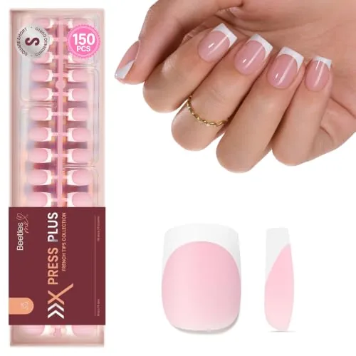 Beetles French Tip Press-On Nails Short Square 150pc