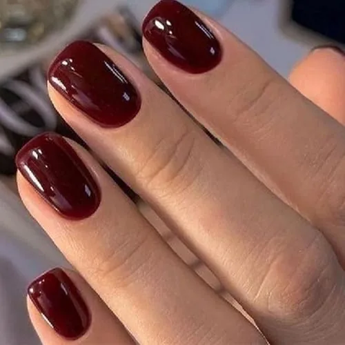 Modelones Burgundy Short Square Press-On Nails