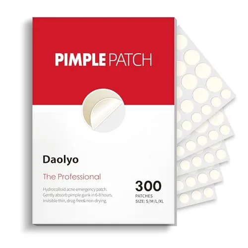 Daolyo Hydrocolloid Pimple Patches 4 Sizes 300 Count