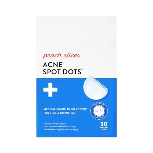 Peach Slices Acne Spot Dots 30ct 3-Size Hydrocolloid