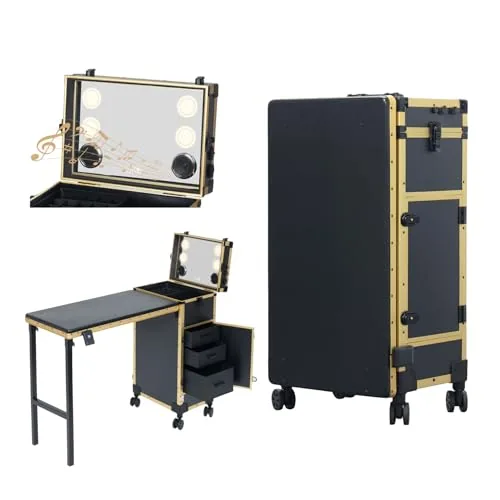 BEAUTY CASE Portable Nail Desk with Drawers & Mirror