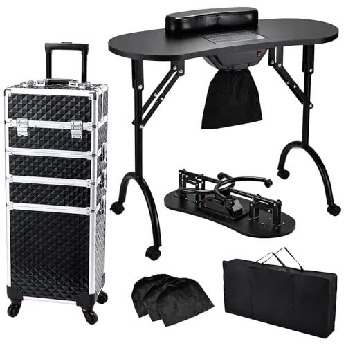 Faquenc Foldable Nail Table with Dust Collector Bundle