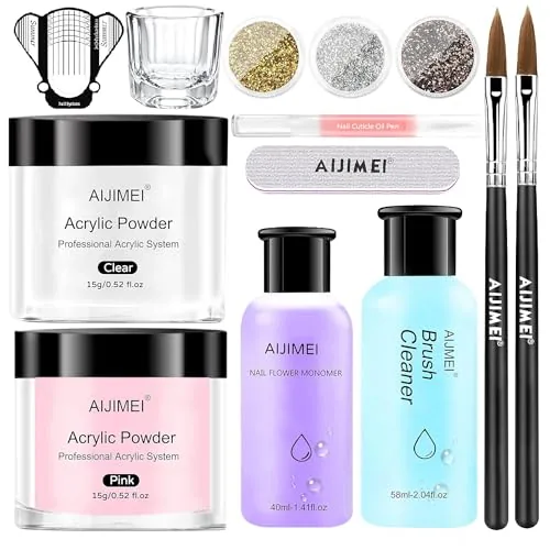 AIJIMEI Acrylic Nail Kit with Monomer and Brushes