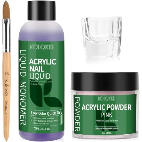 Kolqkee Acrylic Nail Kit Pink Powder Low-Odor Formula