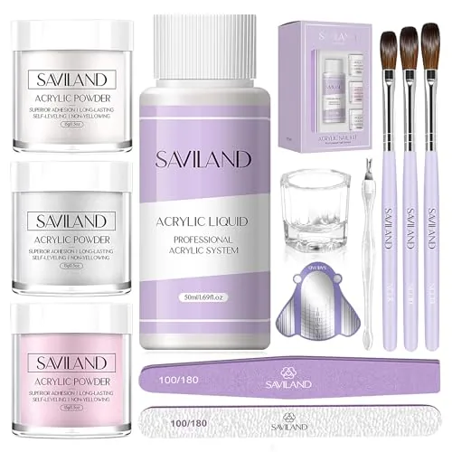 SAVILAND Acrylic Nail Kit for Beginners, 3 Colors