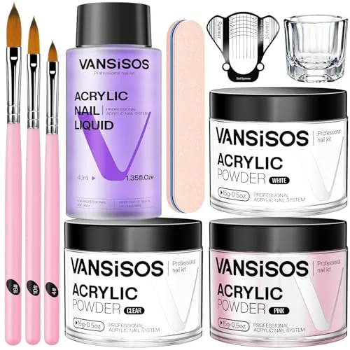 VANSISOS Acrylic Nail Kit Beginner Set with Brushes