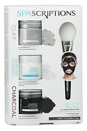 SpaScriptions Dead Sea Charcoal Clay Gel Face Mask 3-Pack