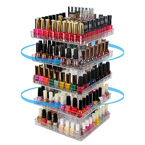 JACKCUBE 5-Tier Clear Acrylic Rotating Nail Polish Rack