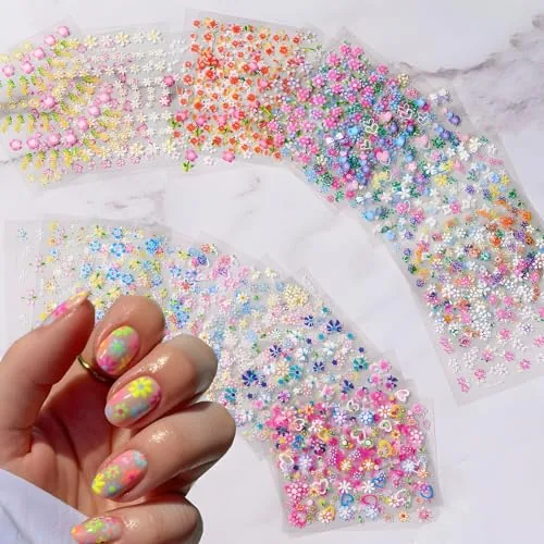 SPLOCUDU 3D Floral Nail Art Stickers 30 Sheets
