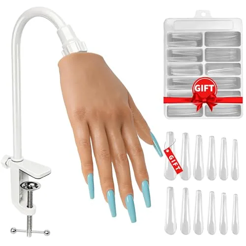 Veikmv Silicone Practice Hand with Stand and 120 Tips