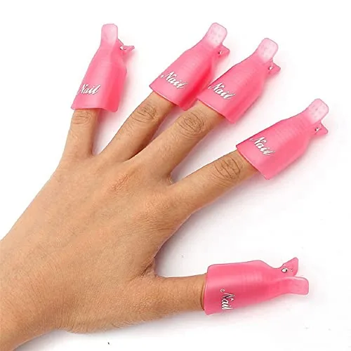 HiMo 10PC Acrylic Nail Soak Off Clips Pink