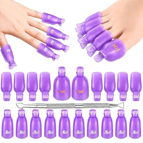 Makartt Reusable Nail Remover Clips with Cuticle Pusher