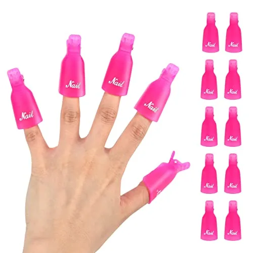 Ponjowl Pink Gel Nail Polish Remover Soak-Off Clips 10pc