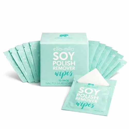 ella+mila Soy Nail Polish Remover Wipes, 12-Pack - Non-Aceto