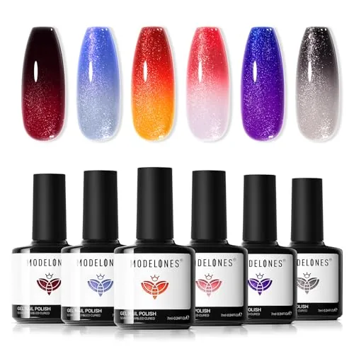 modelones 6-Color Glitter Color-Changing Gel Polish Set