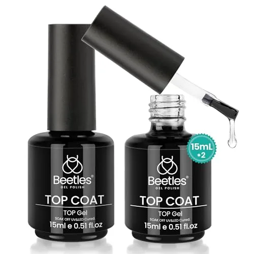 Beetles No Wipe Gel Top Coat 2x15ml Long Lasting