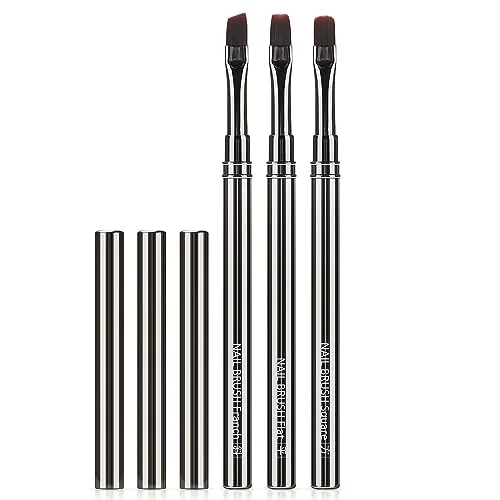 JASSINS 3-Piece Nail Cleanup Brush Set Flat Oval Angled