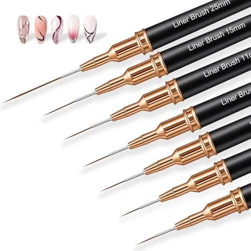 Vivinin 7-Piece Metallic Nail Art Liner Brush Set