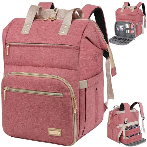 LTINVECK 70-Bottle Nail Polish Backpack Organizer, Pink