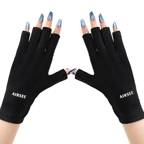 AIRSEE UV Nail Gloves UPF50+ Sun Protection Black