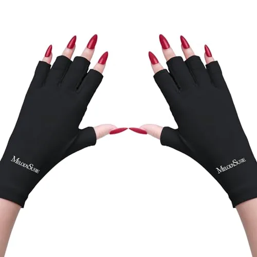 MelodySusie UPF 50+ Fingerless UV Gloves for Gel Manicures