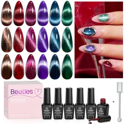 Beetles Gel Polish 6-Color Cat Eye Kit with Magnet