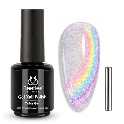 Beetles Rainbow Cat Eye Gel Polish 15ML Silver Glitter